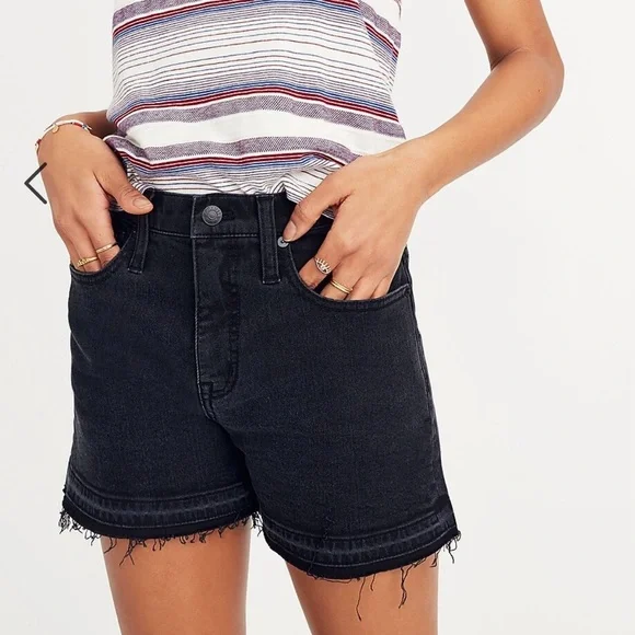 Madewell High-Rise Denim Shorts in Clint Wash: Drop-Hem Edition sz 28 - Picture 1 of 7